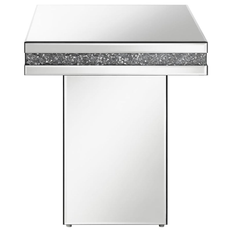 Elora Square Mirrored Accent Side Table Silver-zoom-