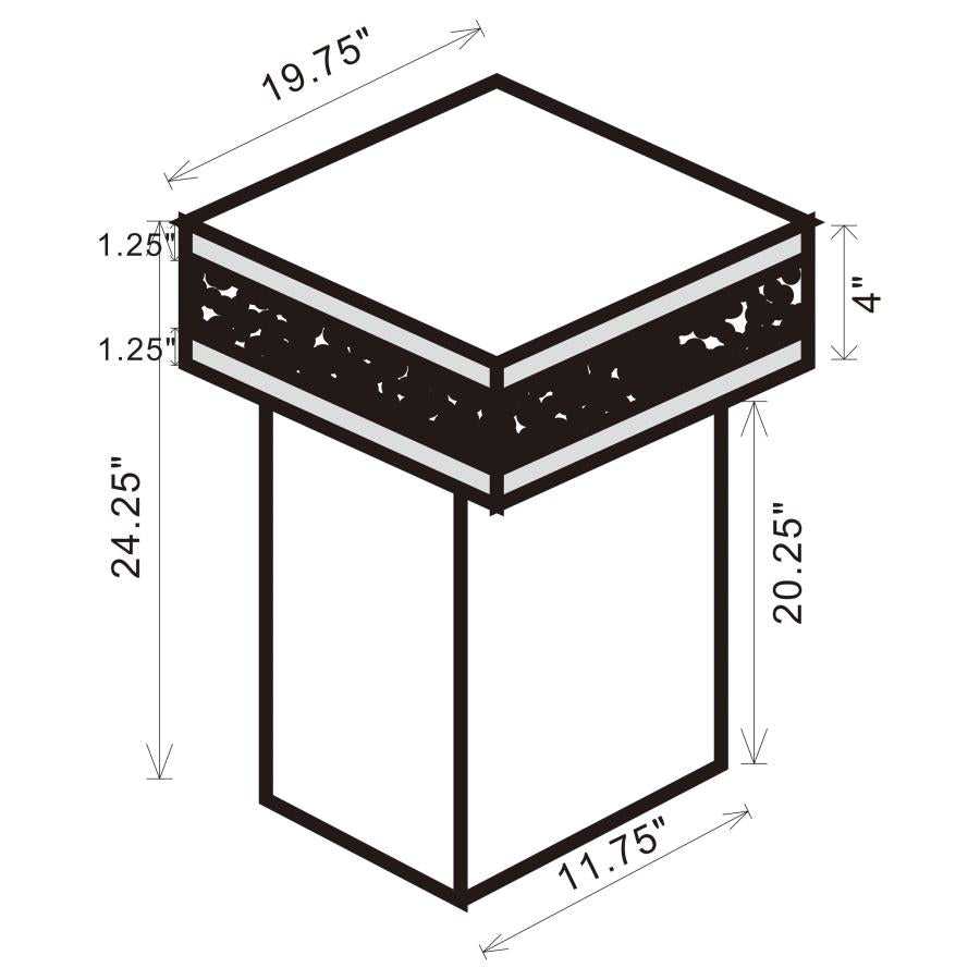 Elora Square Mirrored Accent Side Table Silver-4