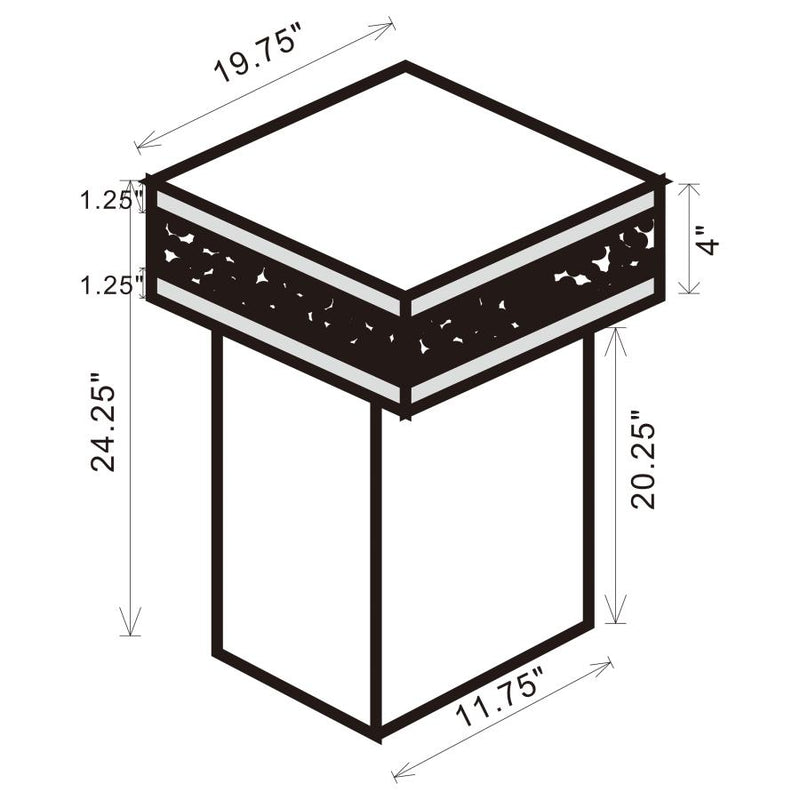 Elora Square Mirrored Accent Side Table Silver-zoom-
