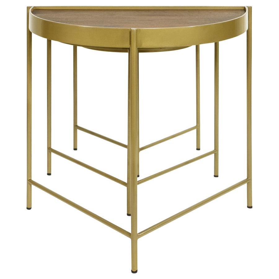 Tristen 3-Piece Demilune Nesting Table Brown and Gold-3