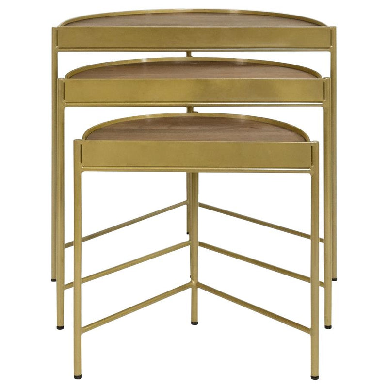 Tristen 3-Piece Demilune Nesting Table Brown and Gold-zoom-