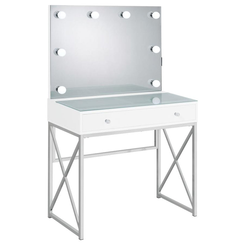 Eliza Vanity Set with Lighting & Stool White and Chrome-zoom-