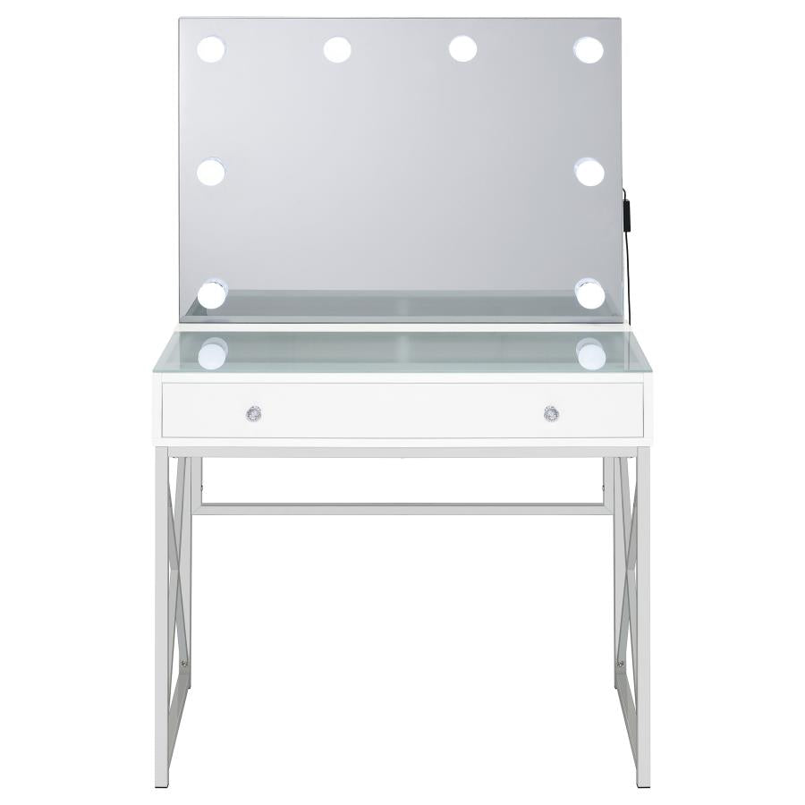 Eliza Vanity Set with Lighting & Stool White and Chrome-zoom-5