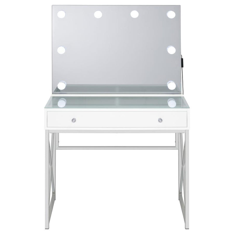 Eliza Vanity Set with Lighting & Stool White and Chrome-zoom-
