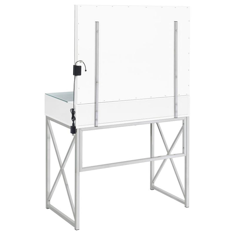Eliza Vanity Set with Lighting & Stool White and Chrome-zoom-