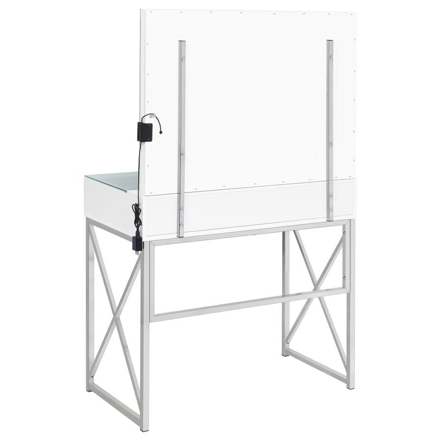Eliza Vanity Set with Lighting & Stool White and Chrome-zoom-7