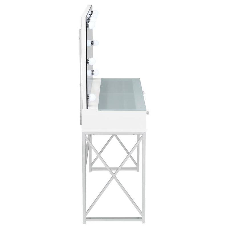 Eliza Vanity Set with Lighting & Stool White and Chrome-zoom-