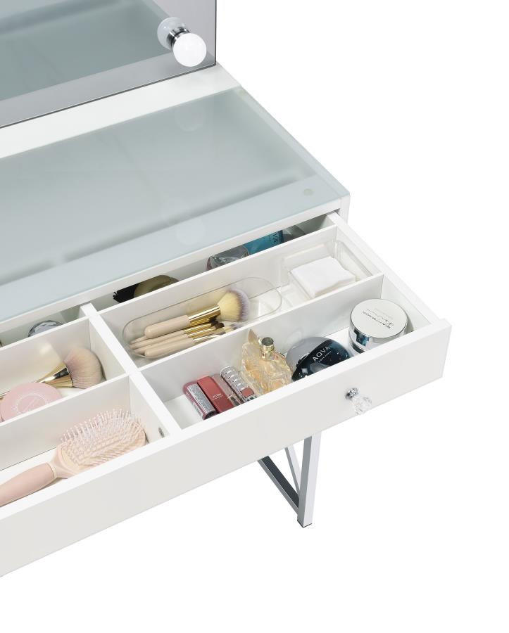 Eliza Vanity Set with Lighting & Stool White and Chrome-zoom-