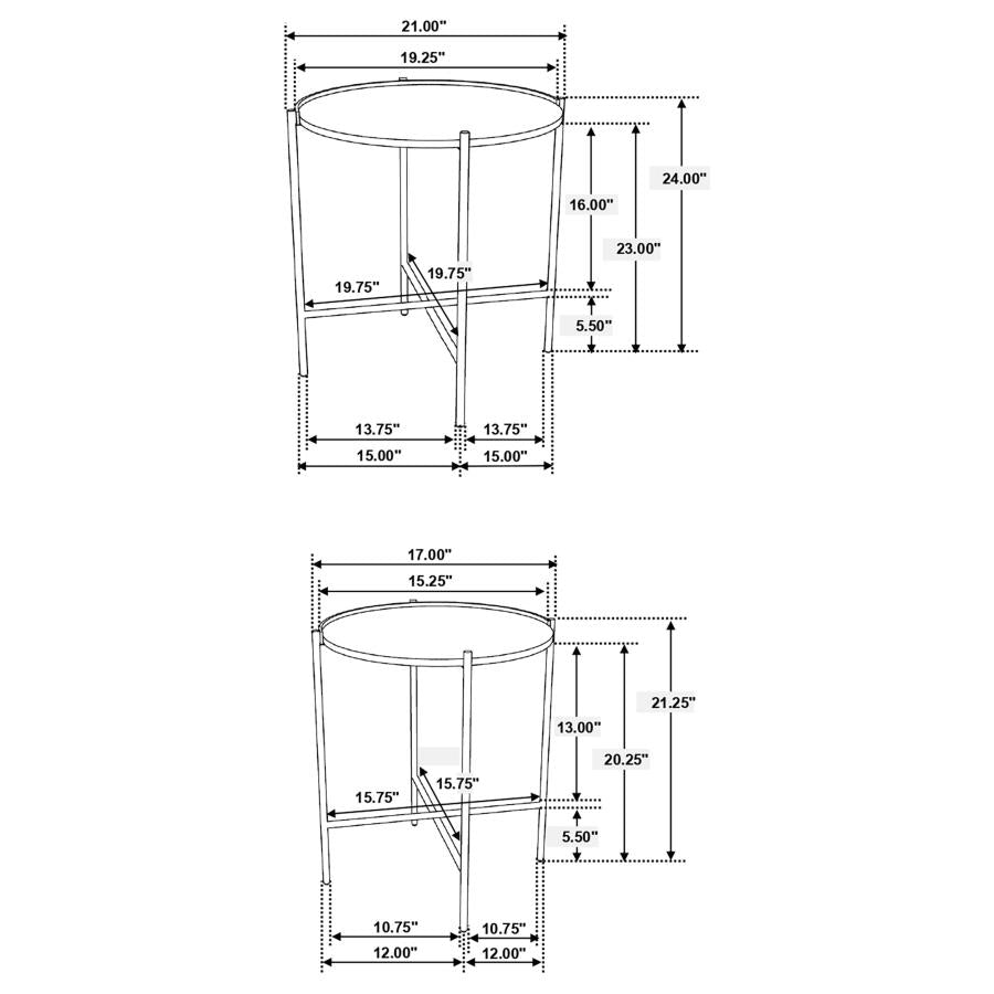 Malka 2-piece Round Wood Nesting Table Dark Brown and Gold-8