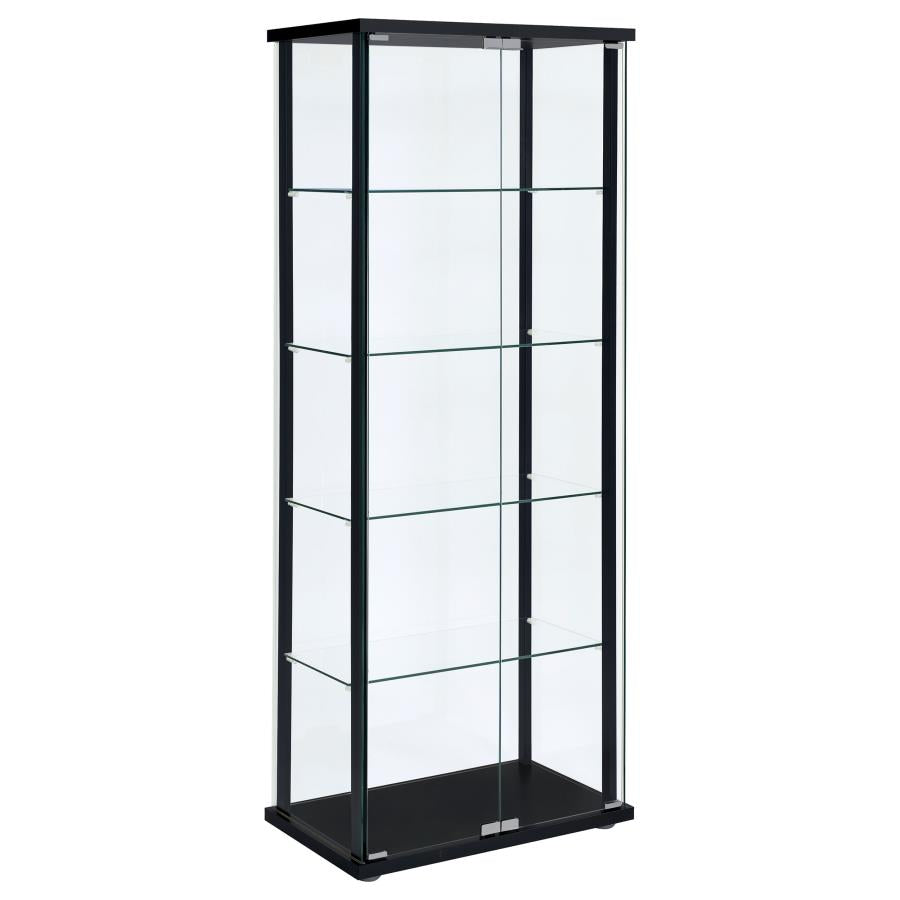 Delphinium 4-Shelf Clear Glass Curio Display Cabinet Black-zoom-1