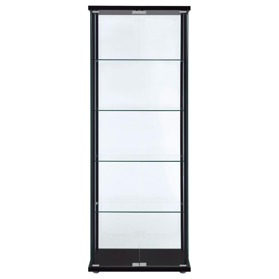 Delphinium 4-Shelf Clear Glass Curio Display Cabinet Black-zoom-3