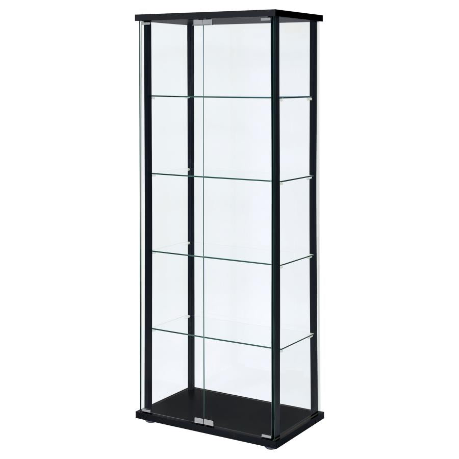 Delphinium 4-Shelf Clear Glass Curio Display Cabinet Black-zoom-4
