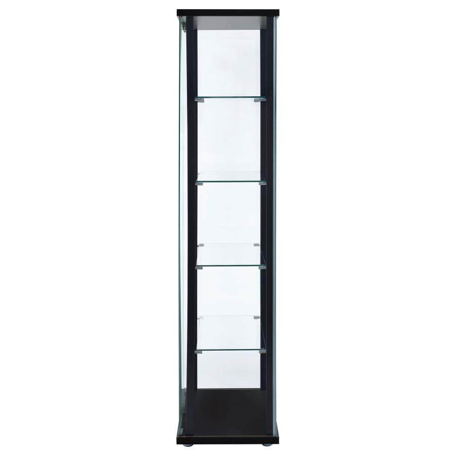 Delphinium 4-Shelf Clear Glass Curio Display Cabinet Black-zoom-5