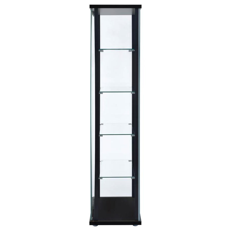 Delphinium 4-Shelf Clear Glass Curio Display Cabinet Black-zoom-