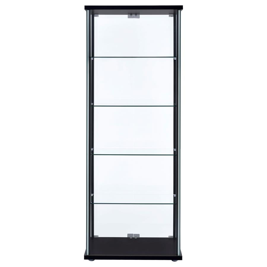 Delphinium 4-Shelf Clear Glass Curio Display Cabinet Black-zoom-6