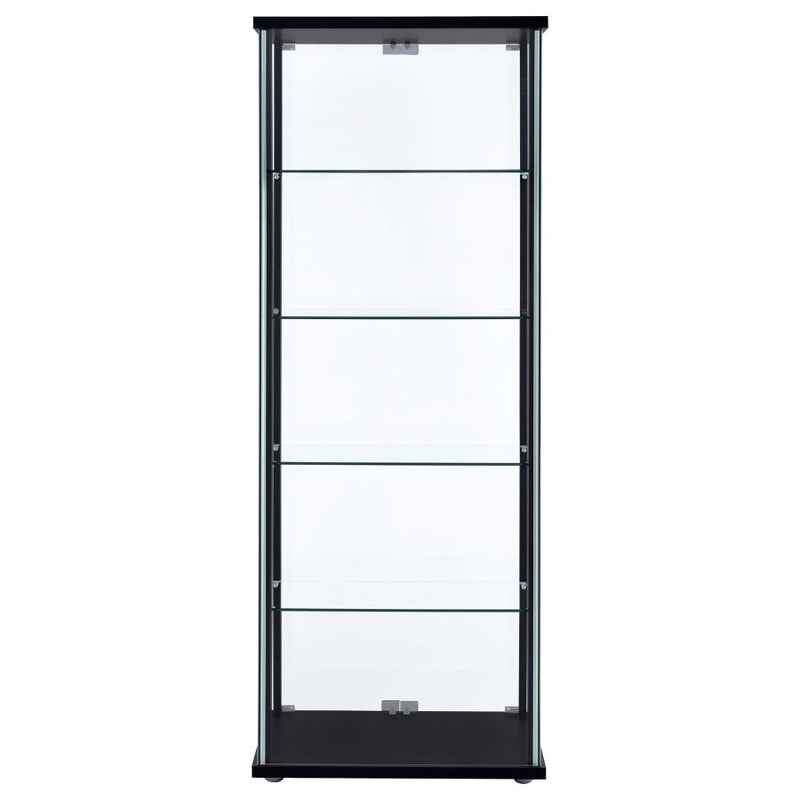 Delphinium 4-Shelf Clear Glass Curio Display Cabinet Black-zoom-