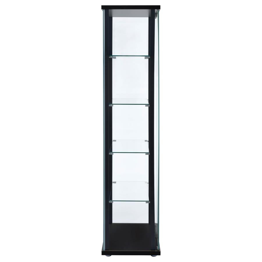Delphinium 4-Shelf Clear Glass Curio Display Cabinet Black-zoom-7