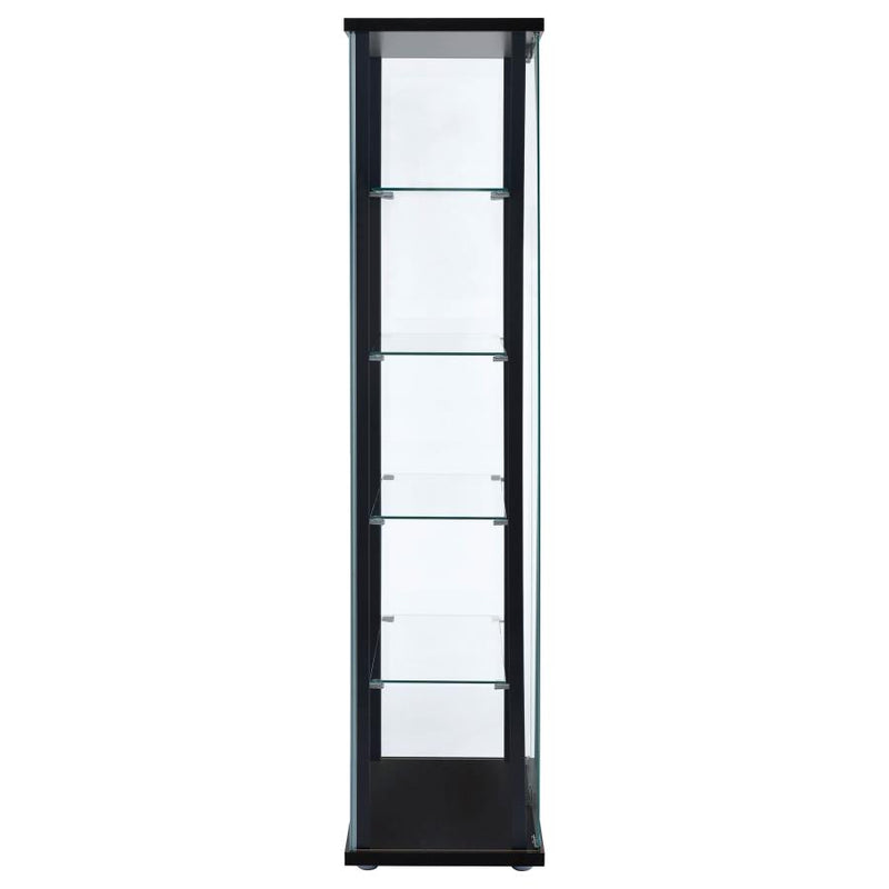 Delphinium 4-Shelf Clear Glass Curio Display Cabinet Black-zoom-