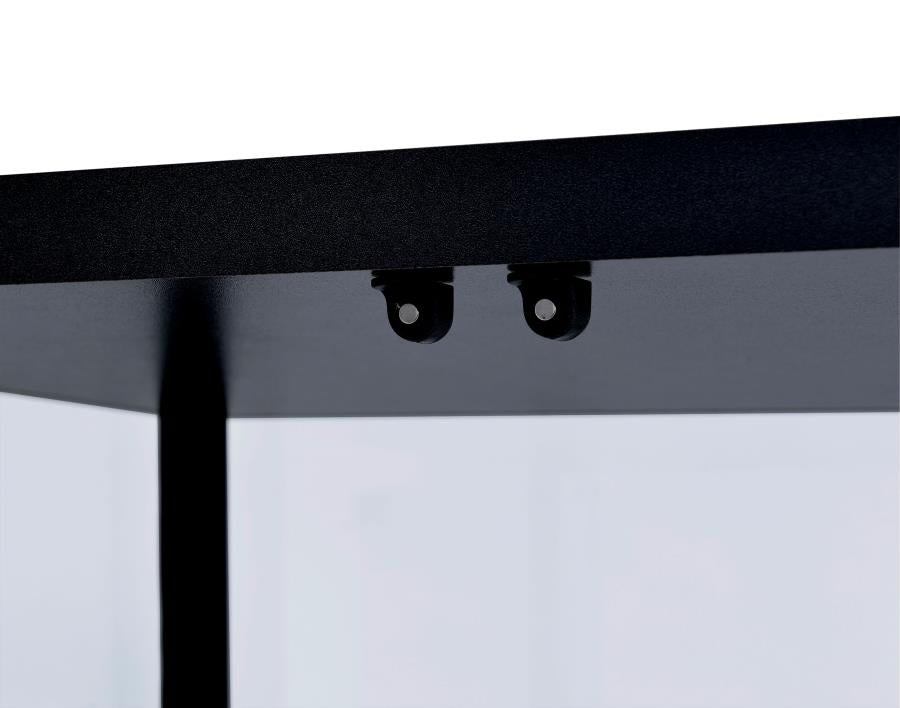 Delphinium 4-Shelf Clear Glass Curio Display Cabinet Black-8