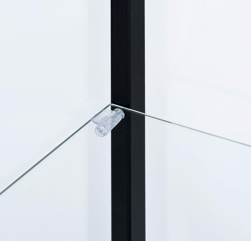 Delphinium 4-Shelf Clear Glass Curio Display Cabinet Black-zoom-