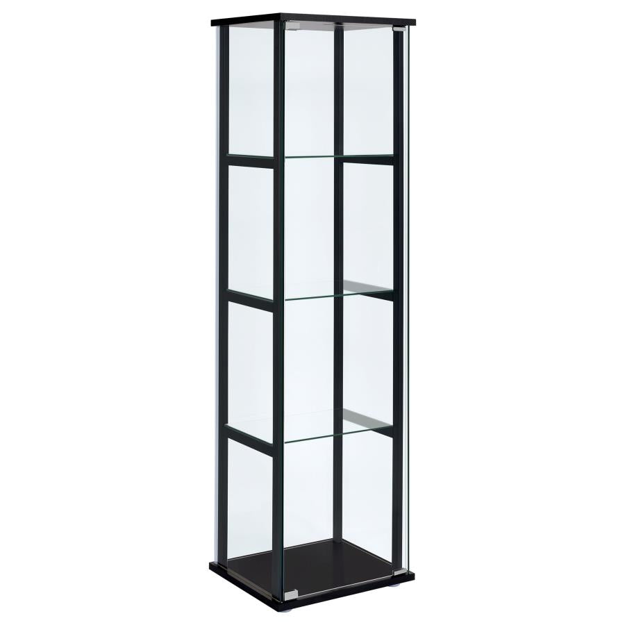 Cyclamen 4-shelf Clear Glass Curio Display Cabinet Black-zoom-1