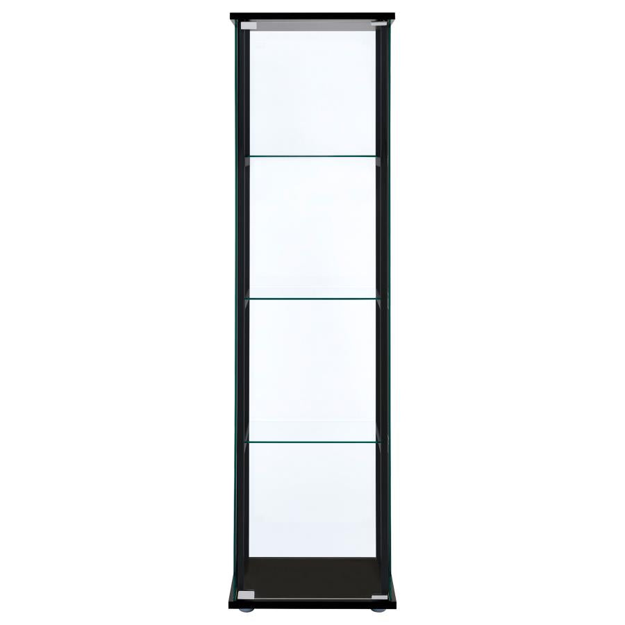 Cyclamen 4-shelf Clear Glass Curio Display Cabinet Black-3