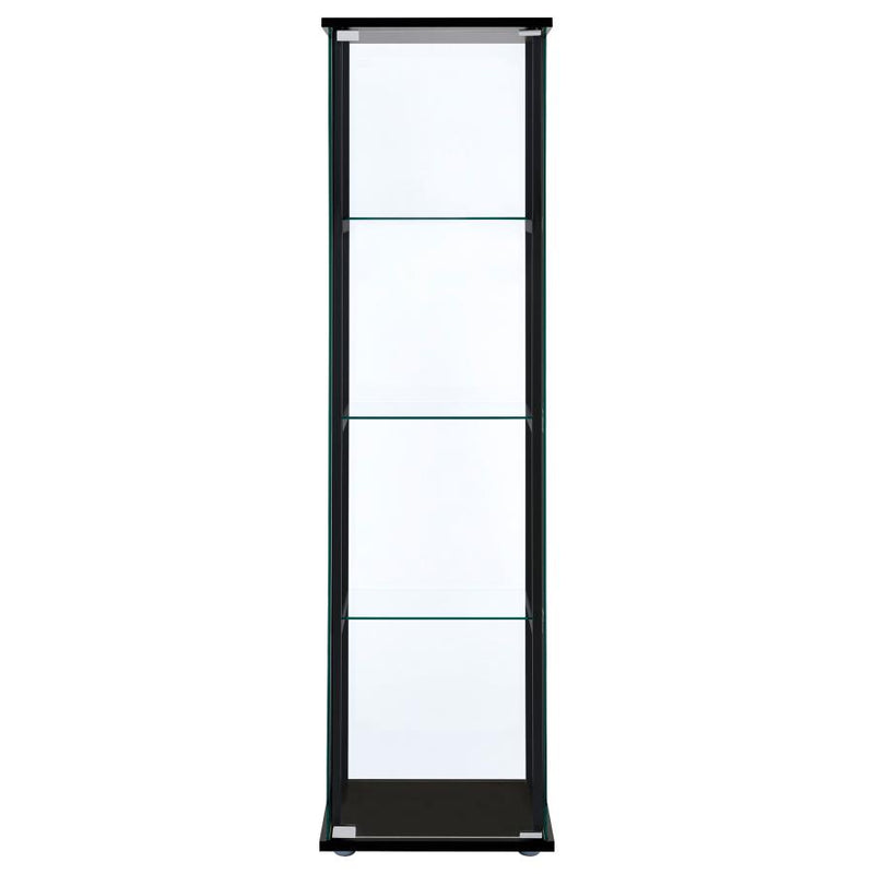 Cyclamen 4-shelf Clear Glass Curio Display Cabinet Black-zoom-