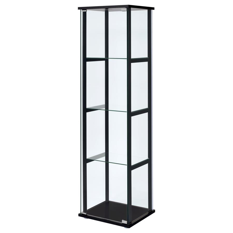 Cyclamen 4-shelf Clear Glass Curio Display Cabinet Black-4