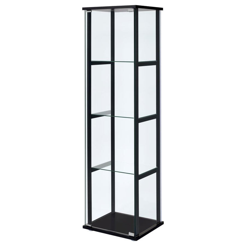 Cyclamen 4-shelf Clear Glass Curio Display Cabinet Black-zoom-