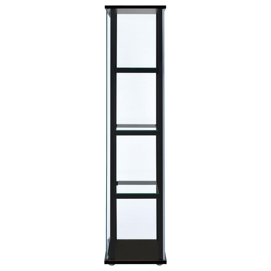 Cyclamen 4-shelf Clear Glass Curio Display Cabinet Black-5