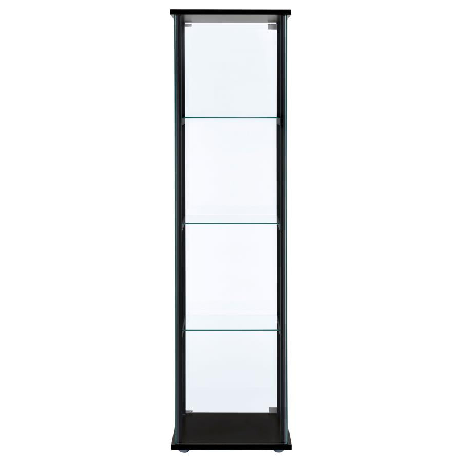 Cyclamen 4-shelf Clear Glass Curio Display Cabinet Black-6