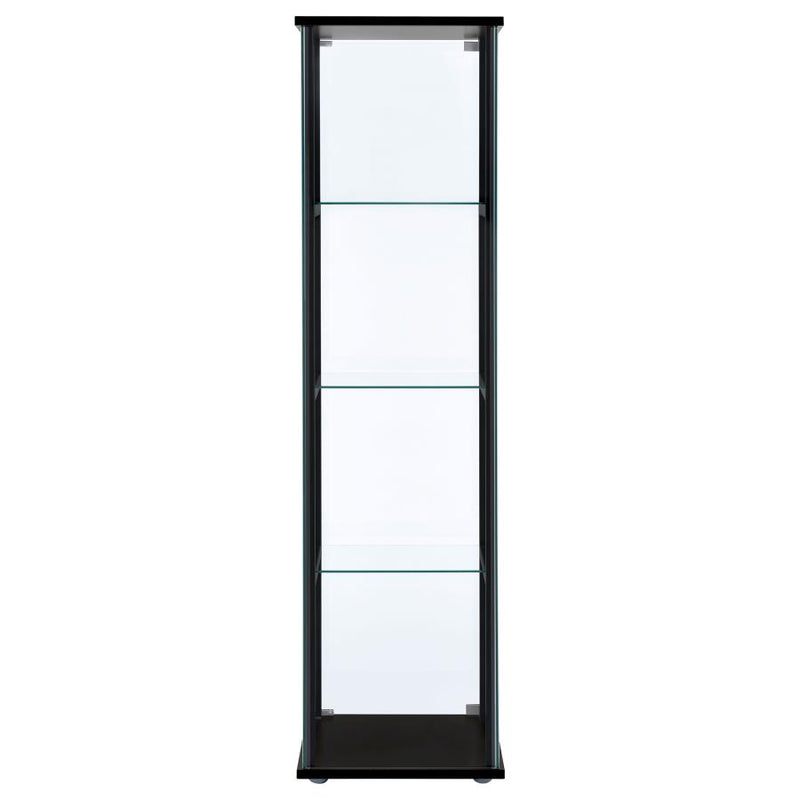 Cyclamen 4-shelf Clear Glass Curio Display Cabinet Black-zoom-