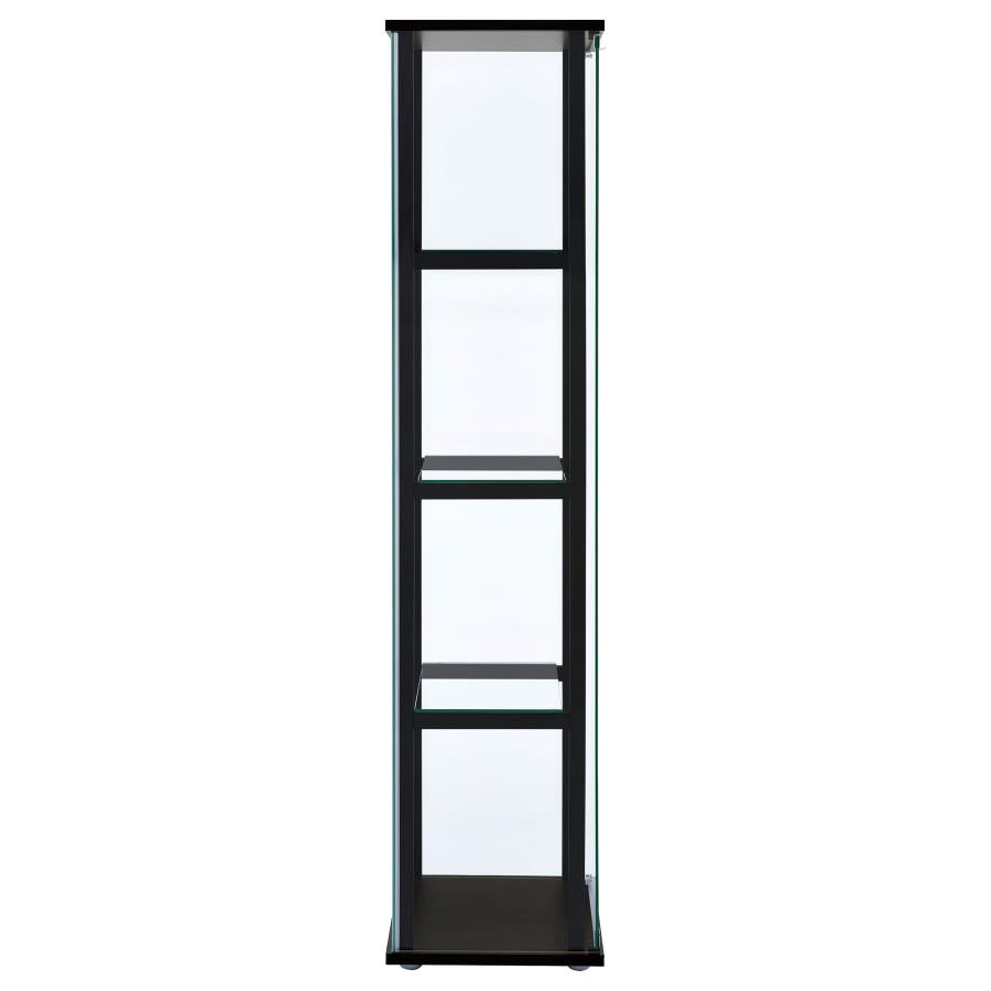 Cyclamen 4-shelf Clear Glass Curio Display Cabinet Black-7