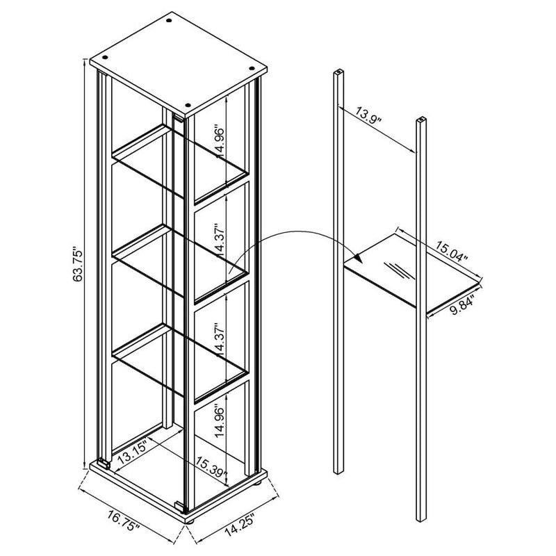 Cyclamen 4-shelf Clear Glass Curio Display Cabinet Black-zoom-