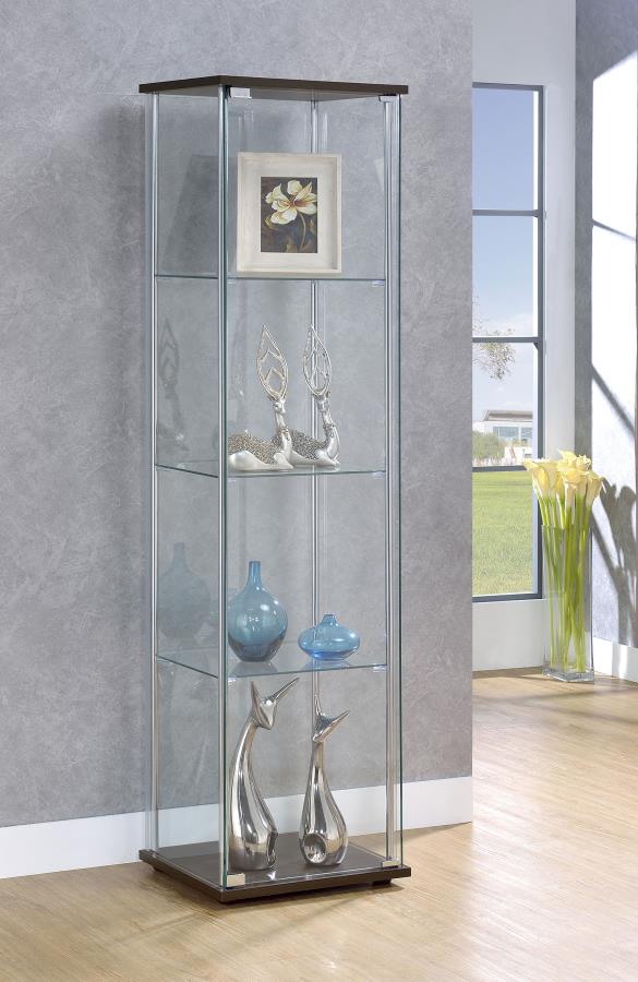 Bellatrix 3-shelf Clear Glass Curio Cabinet Cappuccino-zoom-2