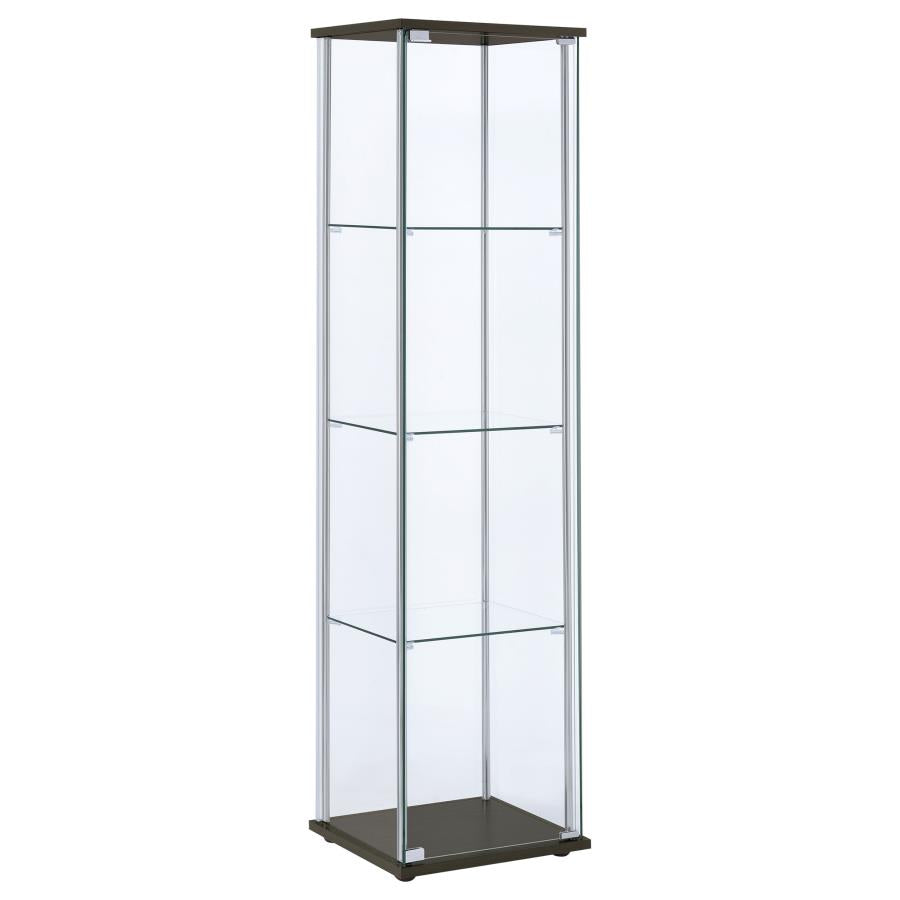 Bellatrix 3-shelf Clear Glass Curio Cabinet Cappuccino-zoom-1