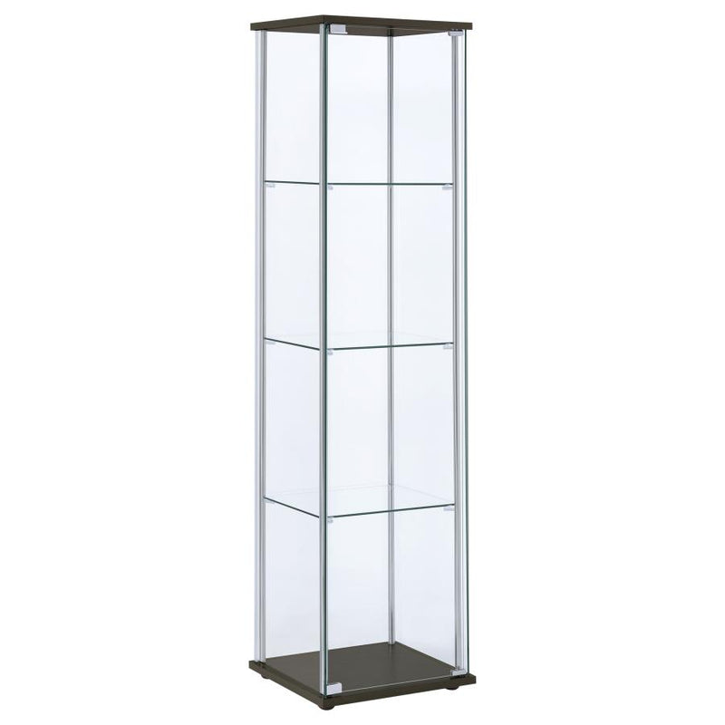 Bellatrix 3-shelf Clear Glass Curio Cabinet Cappuccino-zoom-