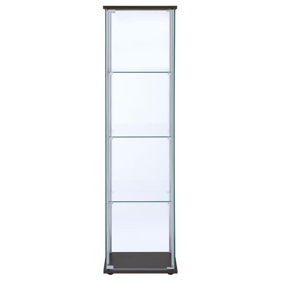 Bellatrix 3-shelf Clear Glass Curio Cabinet Cappuccino-zoom-3