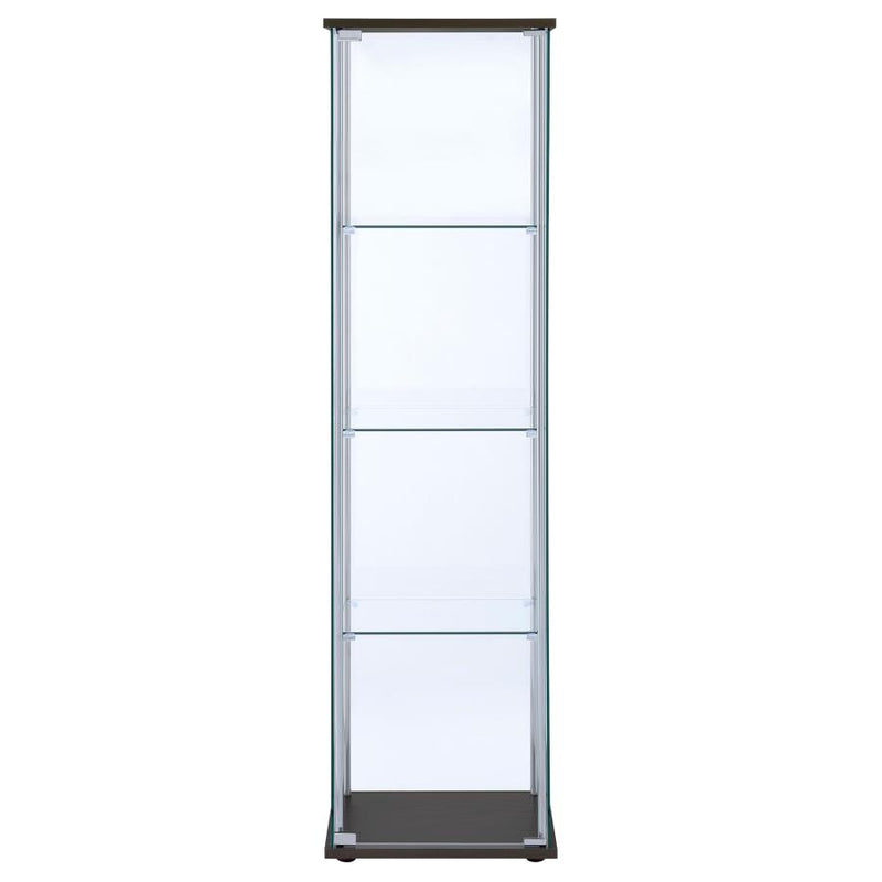 Bellatrix 3-shelf Clear Glass Curio Cabinet Cappuccino-zoom-