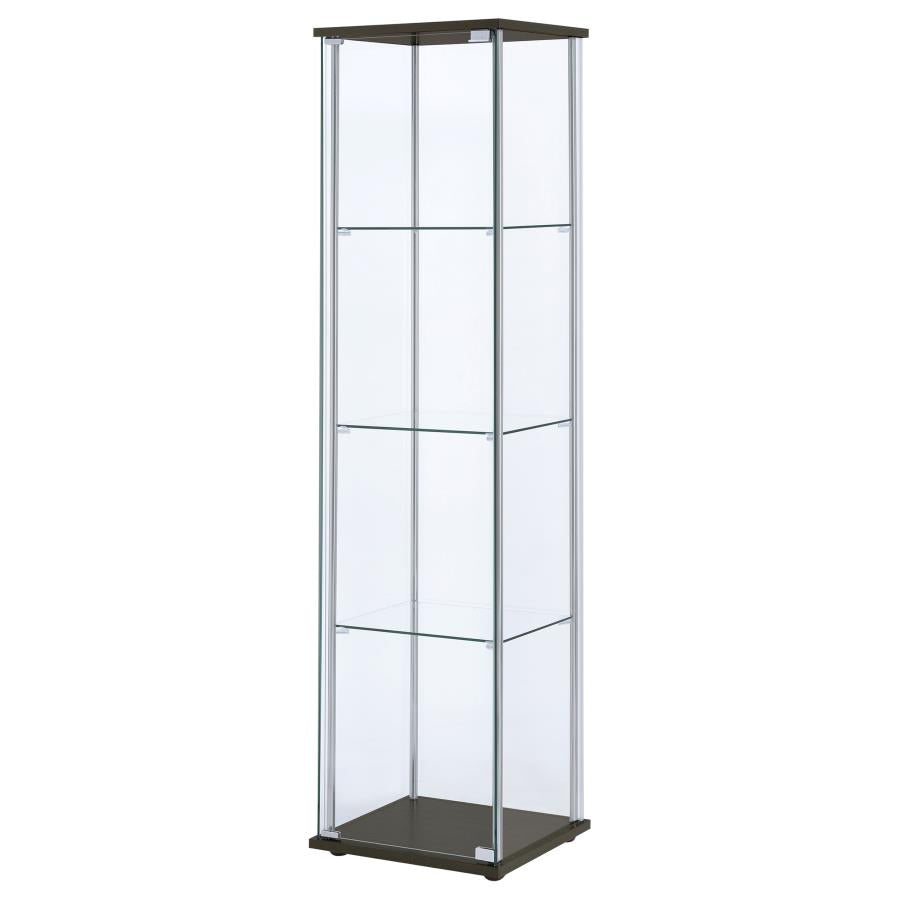 Bellatrix 3-shelf Clear Glass Curio Cabinet Cappuccino-zoom-4