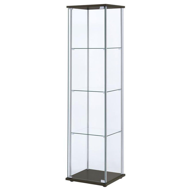 Bellatrix 3-shelf Clear Glass Curio Cabinet Cappuccino-zoom-