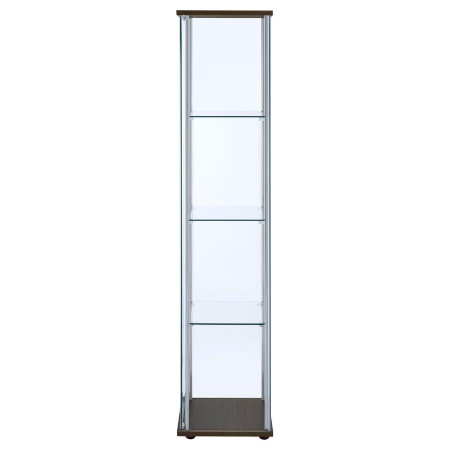 Bellatrix 3-shelf Clear Glass Curio Cabinet Cappuccino-5