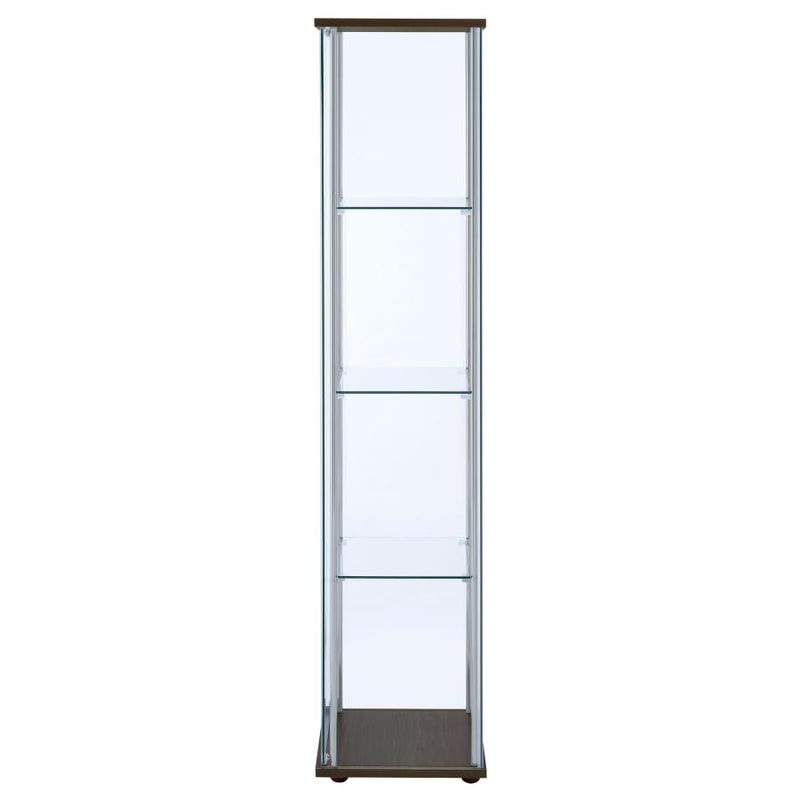 Bellatrix 3-shelf Clear Glass Curio Cabinet Cappuccino-zoom-