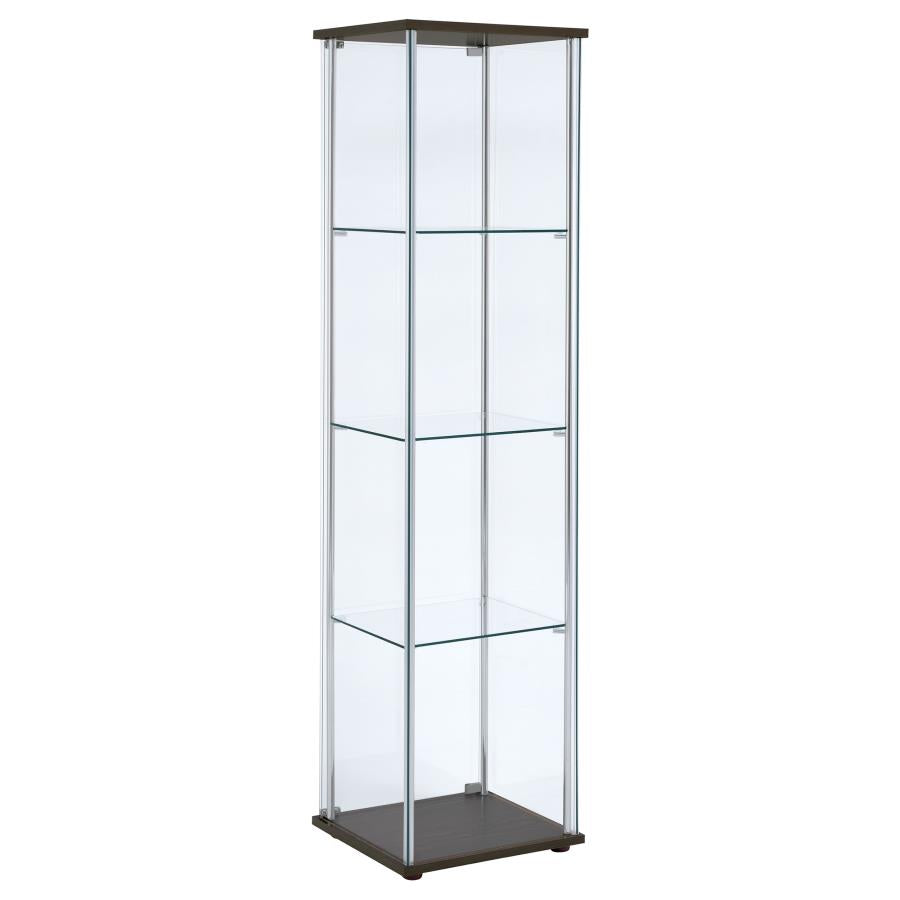 Bellatrix 3-shelf Clear Glass Curio Cabinet Cappuccino-zoom-6