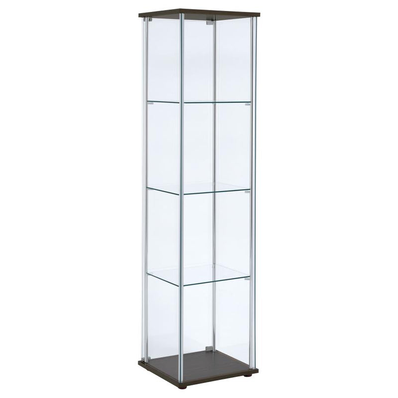 Bellatrix 3-shelf Clear Glass Curio Cabinet Cappuccino-zoom-