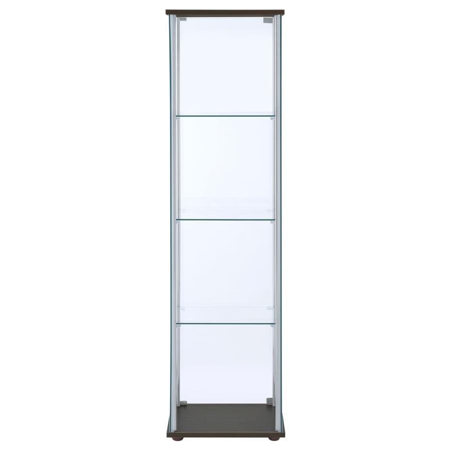 Bellatrix 3-shelf Clear Glass Curio Cabinet Cappuccino-zoom-7