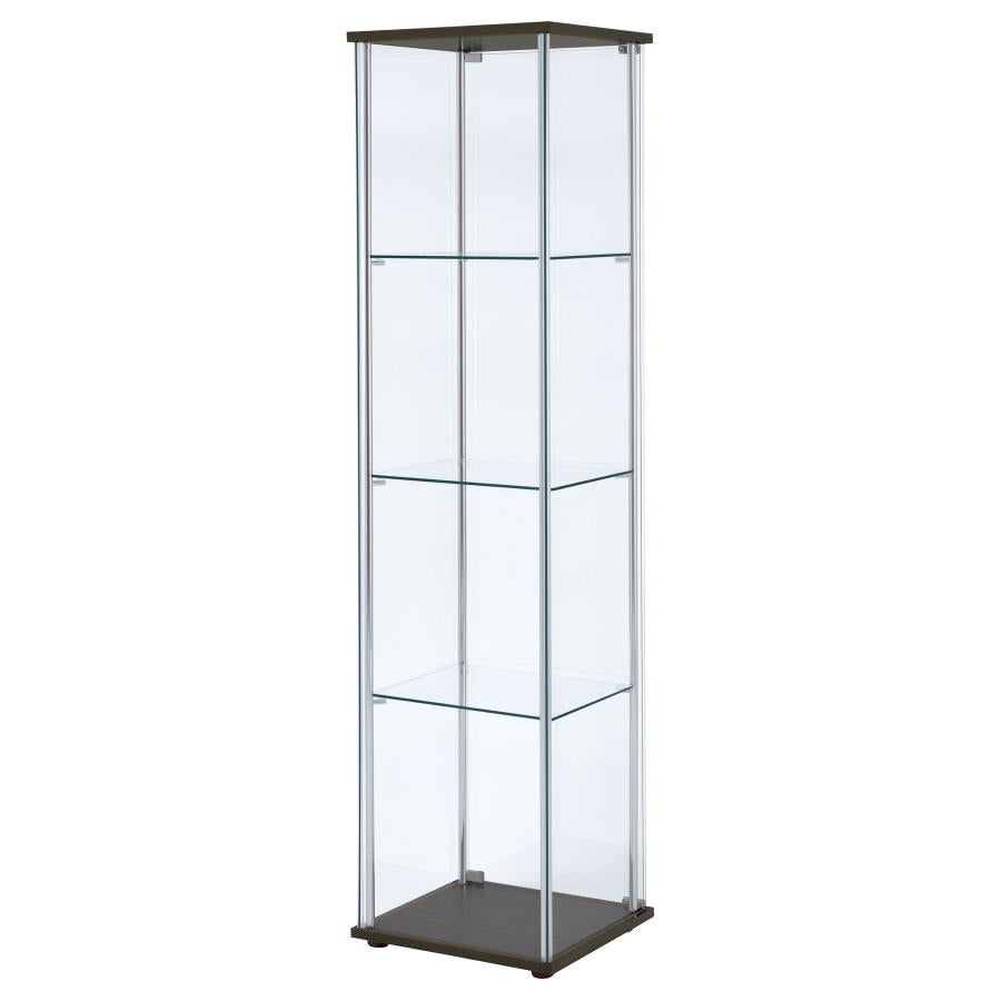 Bellatrix 3-shelf Clear Glass Curio Cabinet Cappuccino-zoom-8