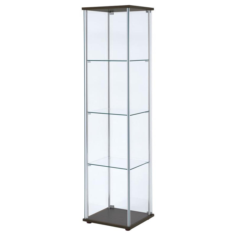 Bellatrix 3-shelf Clear Glass Curio Cabinet Cappuccino-zoom-