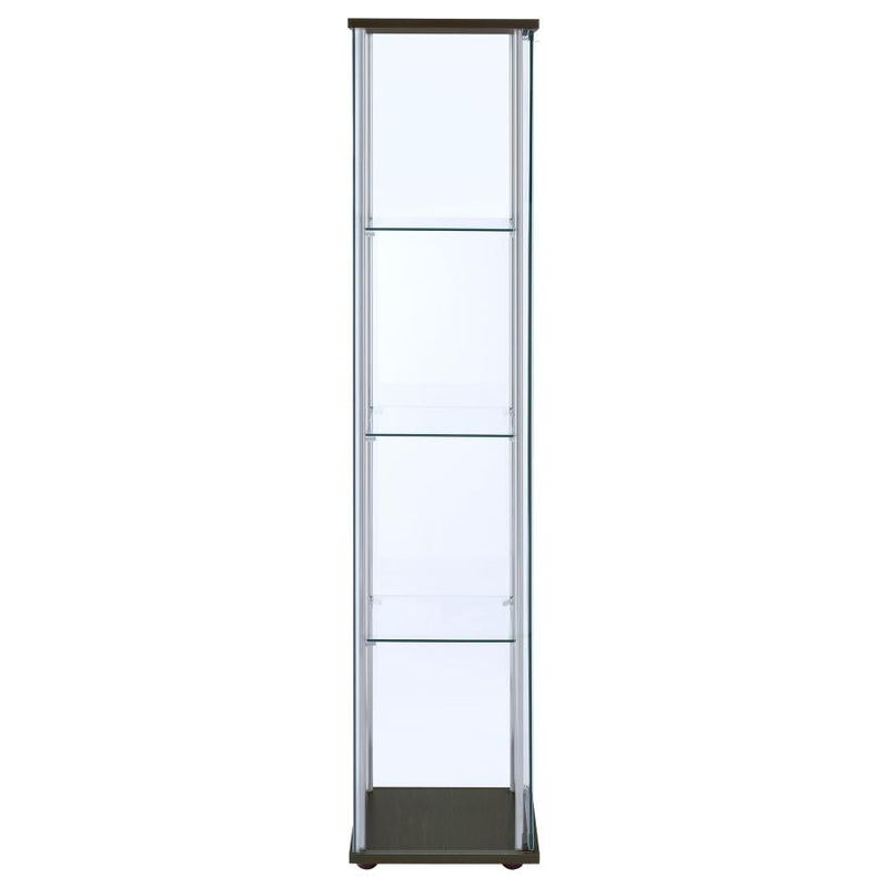 Bellatrix 3-shelf Clear Glass Curio Cabinet Cappuccino-zoom-