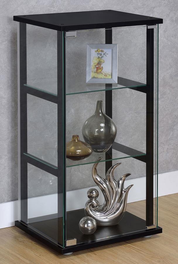 Cyclamen 3-shelf Clear Glass Curio Display Cabinet Black-zoom-2